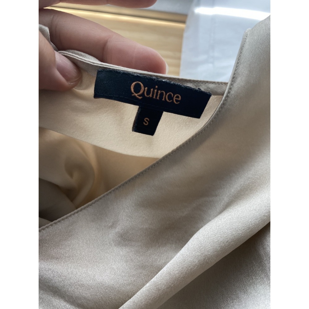 Quince 100% Washable Silk Maxi Slip Dress Women Sz S Champagne SEE NOTES - Picture 9 of 15